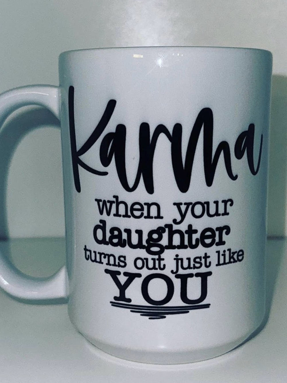 Karma Quote White Ceramic Coffee Mug